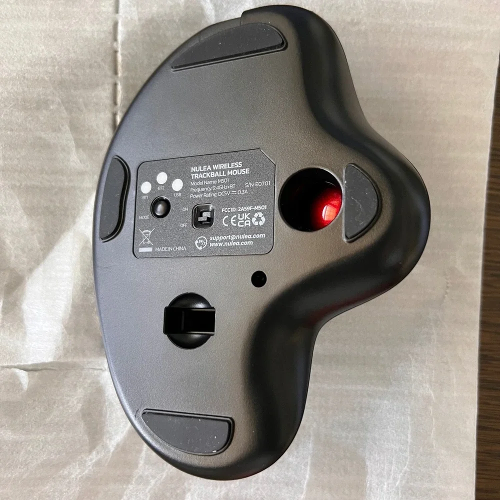 Nulea M501 Wireless Trackball Mouse Bluetooth 2.4GHz Ergonomic Ball NO DONGLE